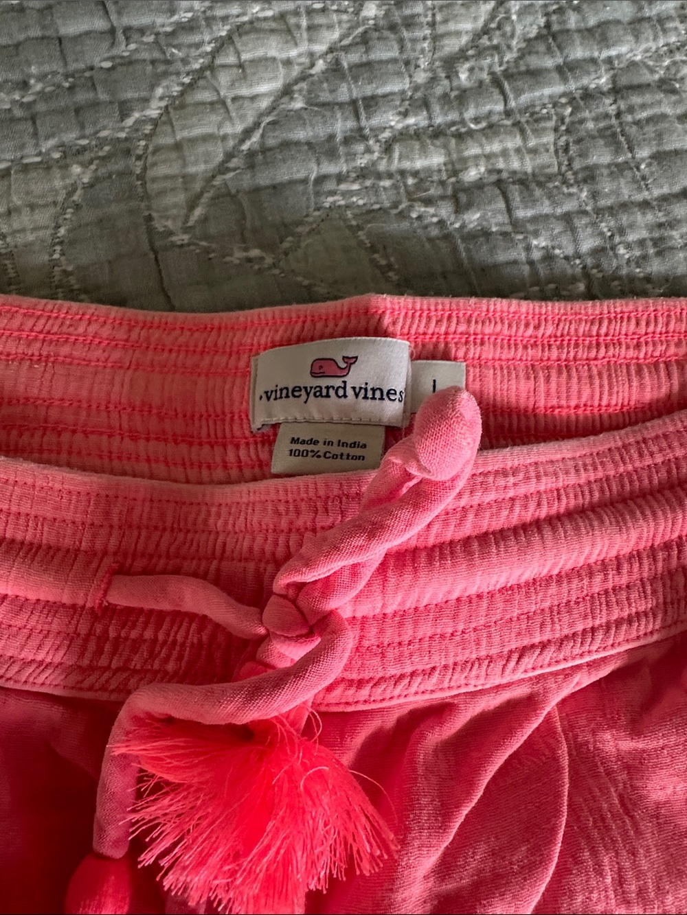 Vineyard Vines Coral Pink Tassel Waist Athletic Lounge Shorts